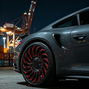 Jantes forgées monobloc multicolores, noir et rouge mélangés, en alliage pour voiture de tourisme, tuning sportif - Product Image 2