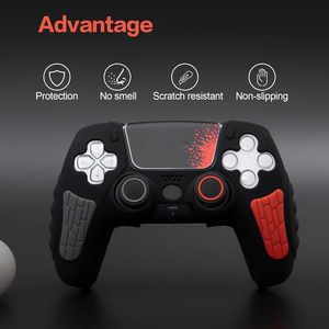 Custodia in silicone nera a tema scimmia mitologica per PS5, kit di protezione per controller di gioco P5, cappucci antiurto per stick con vibrazione, ricambio antiurto - Product Image 2