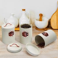 Boîte de rangement en métal de haute qualité pour la maison avec couvercle en bambou, boîte à café, thé, sucre, pain, pâtes, pot en métal