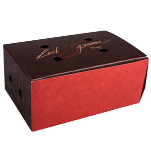 Boîte à emporter en kraft 8 pouces, impression intégrale noire |   Trous d'aération |   Revêtement PE |   Logo personnalisé - Product Image 1