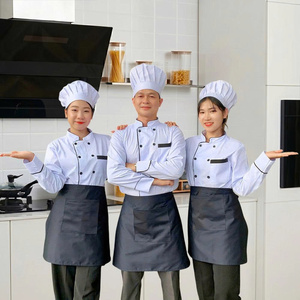 Veste de chef à manches longues, blanche, double boutonnage, passepoil noir, durable, facile d'entretien, uniforme pour cuisine, restauration, boulangerie, directement de l'usine - Product Image 1