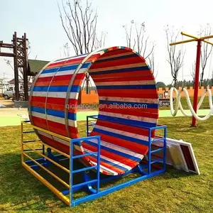 Parque de diversões ao ar livre passeios hamster rolo de madeira cilindro rotativo infantil equipamento esteira circular não alimentado