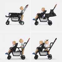 Seebab T12 Poussette pour Bébé à Double Cadre Pliable en Acier Inoxydable Portable Voyage en Plein Air 2 Places Wagon Auvent 20KG Capacité de Charge