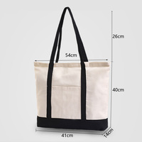 Sac de courses réutilisable avec logo personnalisé, fermeture éclair supérieure, essentiels, cadeau promotionnel, sac fourre-tout en toile avec poche externe