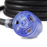 Kabel Daya RV tugas berat 50 kaki 10 AWG 30A, kabel daya LED dengan lampu LED, pengisian mudah steker & pengatur penyimpanan, colokan TT-30 tipe kawat SJTW