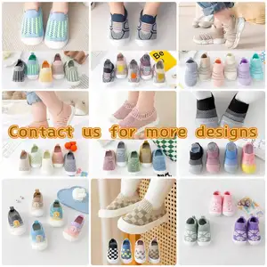 2024 New Arrival Rubber Soles Kids Shoes Socks Cute Carton Designs Breathable Cotton Non Slip Floor Woven Baby Boy Sock Shoes