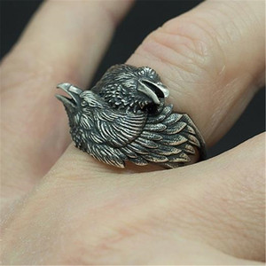 Anillo Vintage para Hombre con Piedras Preciosas, Diseño <span class=keywords><strong>de</strong></span> Cuervos, Mitología Nórdica, Odín, Aleación, Amuleto Nórdico, Tallas 7-12 - Product Image 3