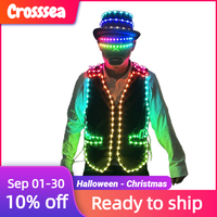 Costume de danse robot LED futuriste, gilet multicolore pour homme, idéal pour la remise des diplômes, les bars, les boîtes de nuit, les spectacles lumineux, les fêtes et les événements musicaux