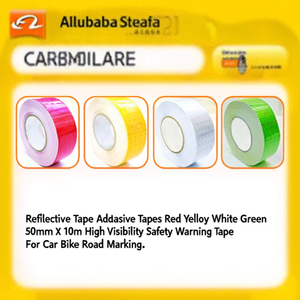 เทปสะท้อนแสง เทปกาวสีแดง สีเหลือง สีขาว สีเขียว 50 มม. X 10 ม. เทปเตือนความปลอดภัยการมองเห็นสูงสำหรับรถจักรยานยนต์ รถจักรยาน ทำเครื่องหมายบนถนน - Product Image 1