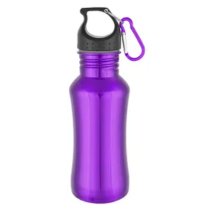 BPA मुक्त 500ML 18/8 स्टेनलेस स्टील स्पोर्ट पानी की बोतल मरमेड आकार में पीने के लिए चौड़े मुंह से खुलने वाले कैरबिनर हुक ढक्कन के साथ