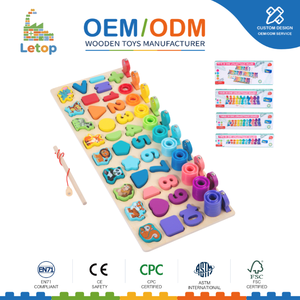 Tavola Logaritmica Montessori in Legno 5in1, Set Educativo Prescolare per l'Apprendimento di Forme, Numeri e Alfabeto - Product Image 1