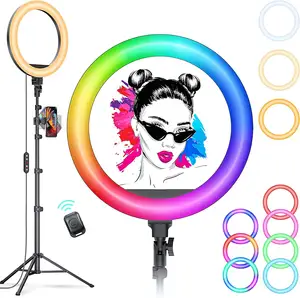 14inch 18inch 22inch 10inch 12inch Rgb Led Circle Photography Selfie Ring Light With 1.6m 2.1m Tripod Stand