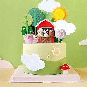 Pastel de cumpleaños para hornear, decorar, tema de granja, ñoquis, oveja, ñoquis, vaca, adorno de pastel de cumpleaños para niños - Product Image 3