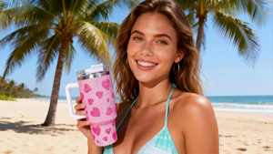 Tasses de voyage en acier inoxydable de 40 oz avec strass en forme de cœur, cadeaux de la Saint-Valentin, gobelets avec poignée en strass en forme de cœur - Product Image 4