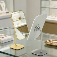 Miroir de maquillage DIGU Gold, miroir de table rectangulaire arrondi avec cadre et support en métal, miroir cosmétique de luxe pour table de maquillage