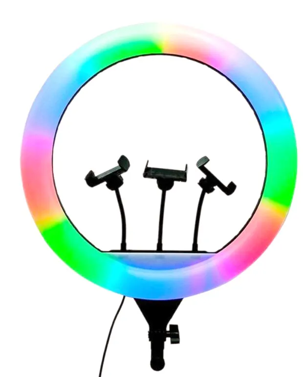Grosir lampu Ring swafoto 18 inci RGB dengan kaki Tripod, penyangga ponsel untuk siaran langsung, lampu rias