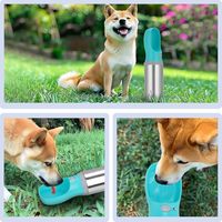 Bouteilles d'eau portables en acier inoxydable de 14 oz pour chien avec gamelle intégrée, réutilisables pour le camping et les activités de plein air – Vente en gros
