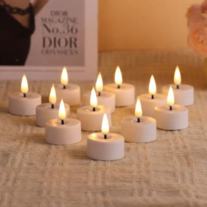 Lot de 12 bougies chauffe-plat LED 3D à mèche vacillante, télécommandées et rechargeables, certifiées CE/RoHS, pour la vente en gros aux supermarchés - Product Image 4