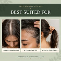 Semprotan Perawatan Rambut Penguat Kulit Kepala Triple Rosemary Label Pribadi untuk Rambut Tipis, Lemah, dan Rapuh, Perawatan Akar Harian
