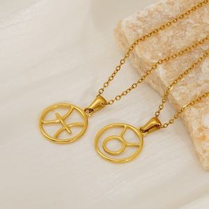 Collier Lincy Signe Astrologique Zodiacal Plaqué Or 18 Carats en Acier Inoxydable, Bijou <span class=keywords><strong>de</strong></span> Mode <span class=keywords><strong>Horoscope</strong></span> pour Femme, Vente en Gros - Product Image 5