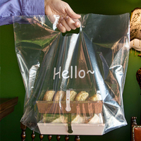 Sac de courses en PE transparent avec soufflet de fond, imperméable, avec poignées, pour boulangerie et vente au détail, personnalisable avec logo
