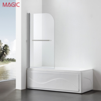 Porte de douche coulissante simple avec cloison en verre pour salle de bain d'hôtel, séparation sec/humide, design européen, composants en acier inoxydable