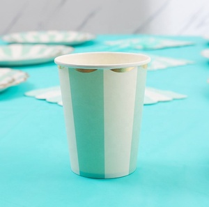 DAMAI Green Stripe <b>Paper</b> Plates Set Hot Stamping Craft Tableware Set Party Disposable Dinner Plates Supplies - Product Image 6