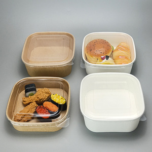 กล่องเบนโตะกระดาษคราฟท์แบบย่อยสลายได้ชามใส่สลัดทรงสี่เหลี่ยมพร้อมฝาปิดกระดาษพลาสติกแบบ2024 - Product Image 6