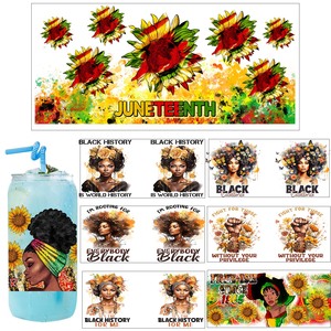 Đen Lịch Sử loạt tùy chỉnh bán buôn phim hoạt hình số lượng lớn không thấm nước 16oz Tumbler Decal chuyển uvdtf UV dtf cup bọc Sticker - Product Image 2