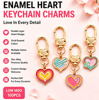 Porte-clés Cœur Émaillé Personnalisé OEM, Double Couche en Alliage de Zinc, Cadeau d'Amour, Anneau de Clés Promotionnel, Faveur de Fête pour Couples, Vente en Gros
