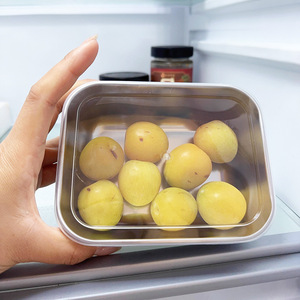Stainless Steel Food Storage <b>Container</b> Rectangle Clip On Lid Airtight <b>Refrigerator</b> Box For Travel And Office Use - Product Image 1