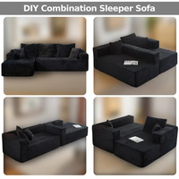 MULIGNA Modernes L-förmiges Sofa, abnehmbar, wandelbar, ausziehbar, hochelastischer Schaumstoff, komprimiertes Vakuum-Sofa ohne Knochenkonstruktion