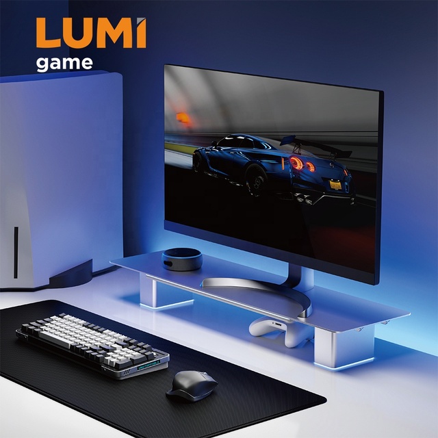 MP0244-03M Aluminum Gaming Monitor Riser Computer Stand with RGB Lighting for 13 to 32 Inch Screen Home Office Modern Design