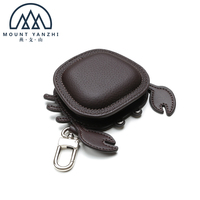 Porte-monnaie porte-clés fantaisie en cuir véritable avec motif crabe, protection RFID, logo personnalisé, petite pochette zippée pour pièces de monnaie