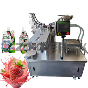 Machine de remplissage automatique à double tête et de capsulage de sachets à bec verseur pour l'industrie - pour l'emballage de lait, de miel et de produits laitiers en sachets à bec verseur - Product Image 2