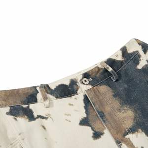 Pantalon cargo unisexe en toile, coupe décontractée, jambe large, ourlet arrondi, imprimé camouflage motif vache, style décontracté, streetwear, workwear - Product Image 2