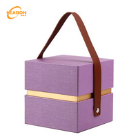 Boîte-cadeau de mariage de luxe avec poignée Portable en carton rigide bonbons au chocolat aromathérapie boîte à bougies stratification mate en relief
