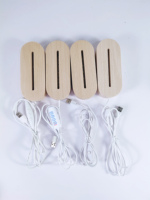 Produits les plus vendus Base lumineuse en bois de hêtre massif Base de veilleuse LED Base de lampe 3D filaire en bois Support de lumière 3D en acrylique