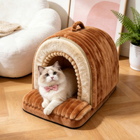 Vente en gros directe d'usine : Niche pour chat en peluche semi-fermée, nid douillet pour chat, lit d'intérieur pour animaux de compagnie, amovible et lavable, pour toutes les saisons