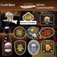 Étiquette autocollante personnalisée pour bière artisanale, vin, brandy, bouteille en verre, adhésif imperméable, logo de boisson alcoolisée, code QR, tasse HCZBGJ-5S