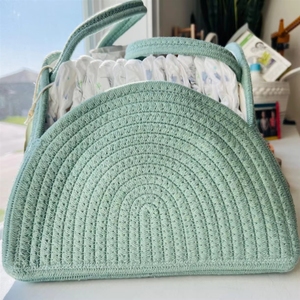 Baumwollseil-Windel-Organizer-Korb, großer Aufbewahrungskorb für Babyzimmer, Seil-Baumwollkorb-Tasche, Neugeborenen-Essentials - Product Image 3