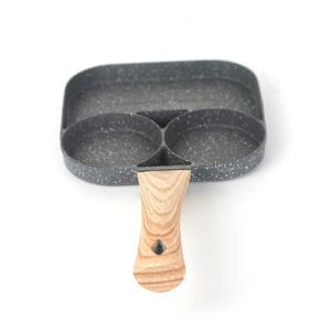 Spiegelei-Artefakt Drei-in-Eins Aluminium Rechteckige Pfanne Mini-Frühstückspfanne 2-Loch-Kuchenform Holzgriff Modern Nachhaltig Gasgeeignet - Product Image 3