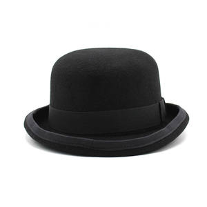 Cappello a Bombetta Tradizionale per Uomo e Donna, Derby Nero in Feltro di Lana, Cappelli Formali Stile Chaplin con Fodera in Seta - Product Image 1