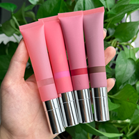 Gloss à lèvres vegan en tube souple avec capuchon or/argent, 136 couleurs, waterproof, longue tenue, logo personnalisé, cosmétique