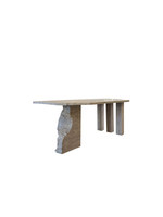 Table à manger rectangulaire en pierre naturelle personnalisée, style Wabi-Sabi européen, créative, en pierre calcaire, pour réception B&B, étanche