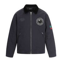 11KN Amerikanische Retro Navy Blaue Bomberjacke Unisex Design Gestricktes Herzmuster Lockerer Umlegekragen Kurzes Weites Oberteil Streetwear