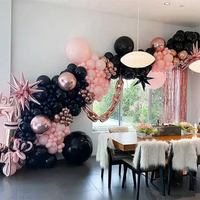 Kit de ballons de décoration de mariage noir et rose, ensemble d'arche de ballons ronds roses de 12 pouces, décoration de fête d'anniversaire, best-seller