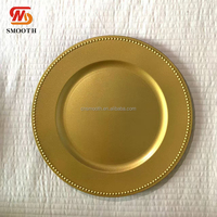 Nouvelles Assiettes de Présentation Rétro de Luxe Lisses pour Mariages et Événements, 13 Pouces, en Bois et Plastique