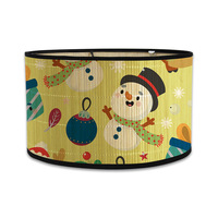 Abat-jour de lampe de table en bambou en forme de tambour, douille E27, couvercle occultant pour salon, chambre à coucher, suspension murale, impression UV