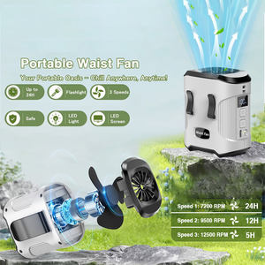 مروحة رذاذ ماء قابلة لإعادة الشحن بسعة 4000 مللي أمبير، مصنوعة من البلاستيك، للاستخدام الخارجي والتخييم والسفر، تعمل كبنك طاقة مع مصباح يدوي، يمكن تعليقها على الخصر أو الرقبة - Product Image 2